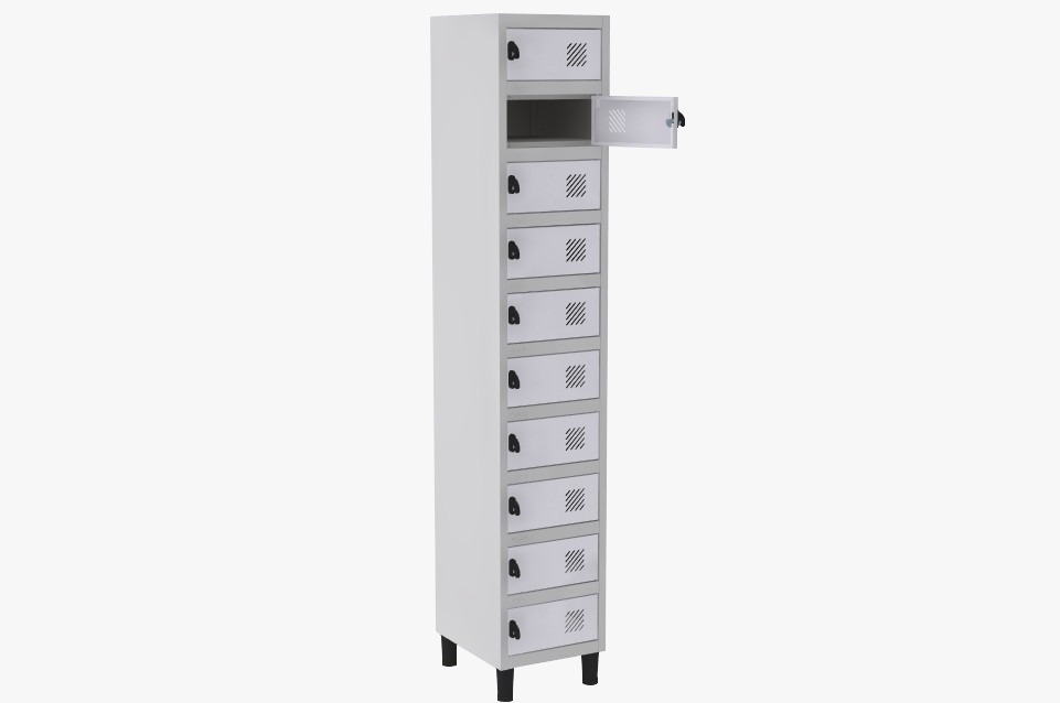 Locker Porta Objetos - 10 Portas | Fechadura, Porta Cor Branco