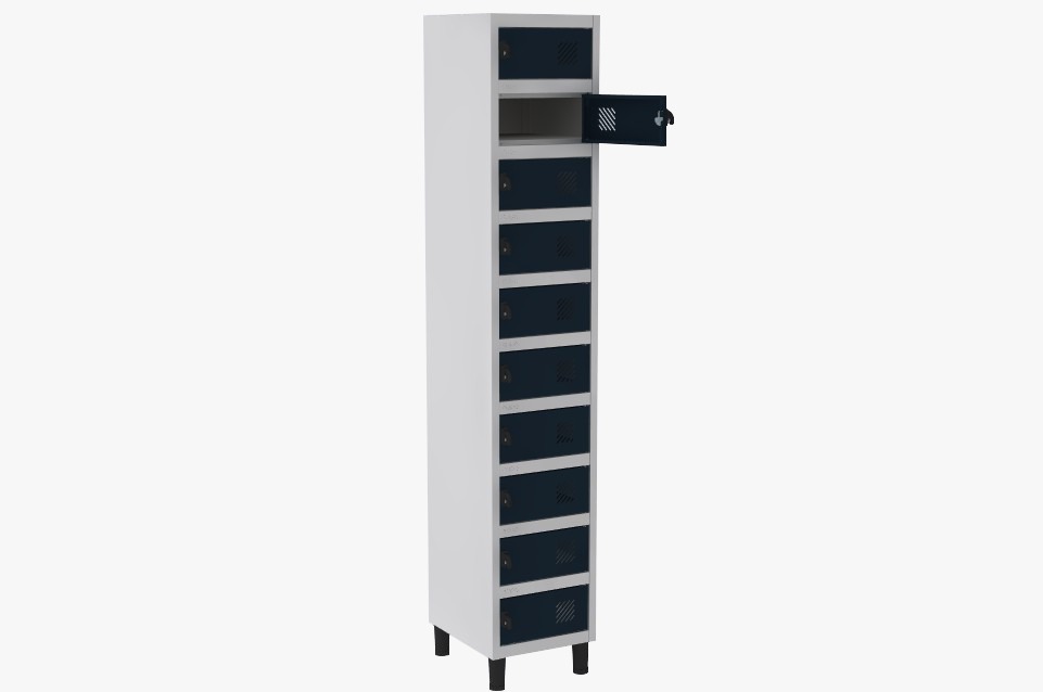 Locker Porta Objetos - 10 Portas | Fechadura, Porta Cor Azul Marinho