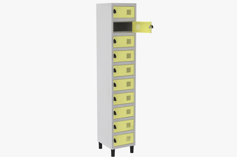 Locker Porta Objetos - 10 Portas | Fechadura, Porta Cor Amarelo