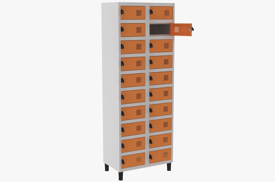 Locker Porta Objetos - 20 Portas | Fechadura, Porta Cor Laranja