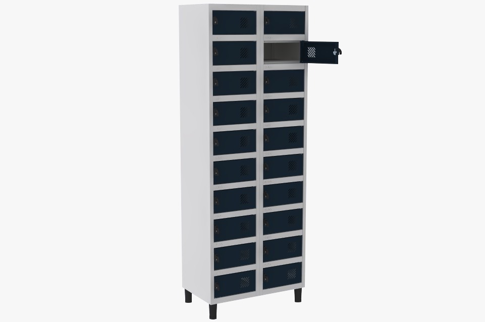 Locker Porta Objetos - 20 Portas | Fechadura, Porta Cor Azul Marinho