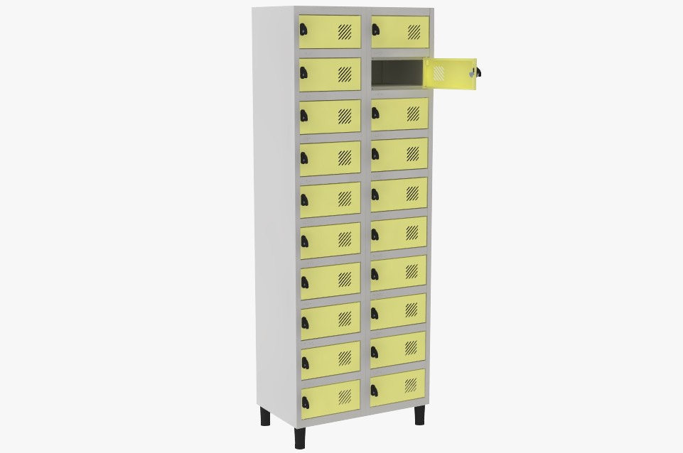 Locker Porta Objetos - 20 Portas | Fechadura, Porta Cor Amarelo