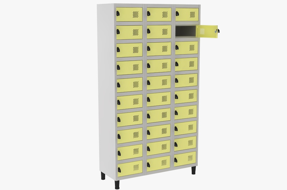 Locker Porta Objetos - 30 Portas | Fechadura, Porta Cor Amarelo