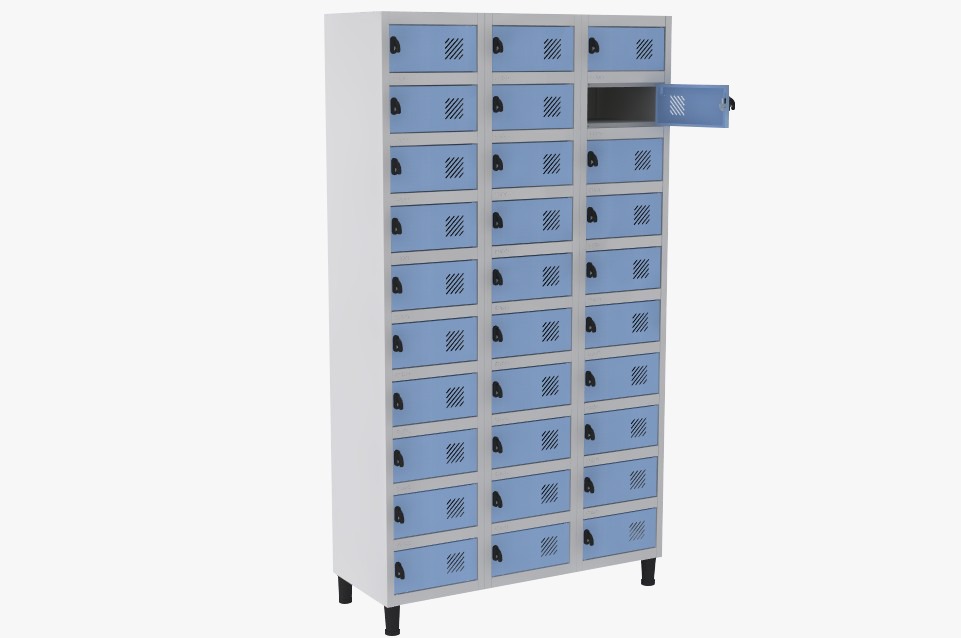 Locker Porta Objetos - 30 Portas | Fechadura, Porta Cor Azul Claro
