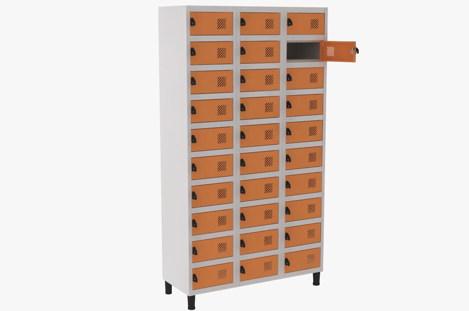 Locker Porta Objetos - 30 Portas | Fechadura, Porta Cor Laranja