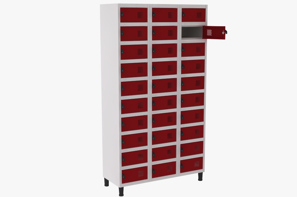 Locker Porta Objetos - 30 Portas | Fechadura, Porta Cor Vermelho