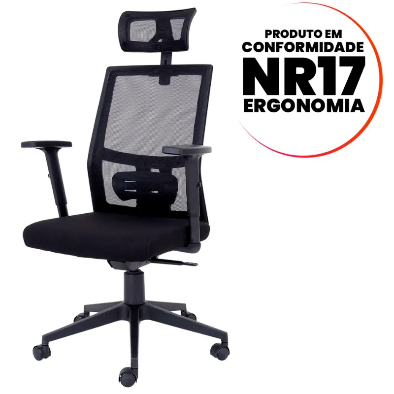 Cadeira Escritório Ergonômica - Flexive Alta - NR 17