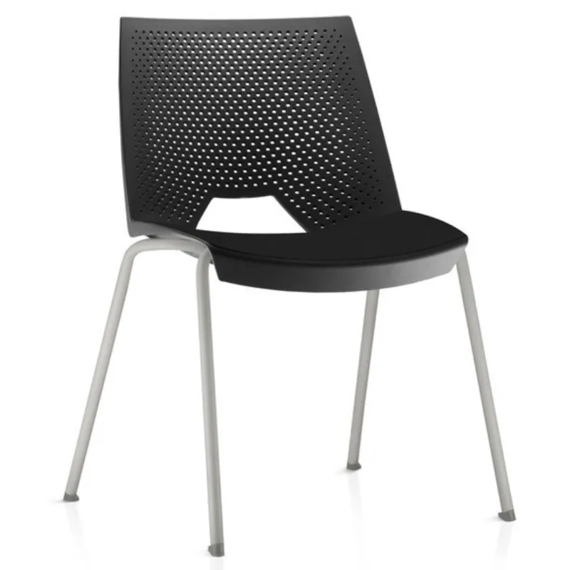 Cadeira Fixa Strike - Polipropileno Preta | Cinza