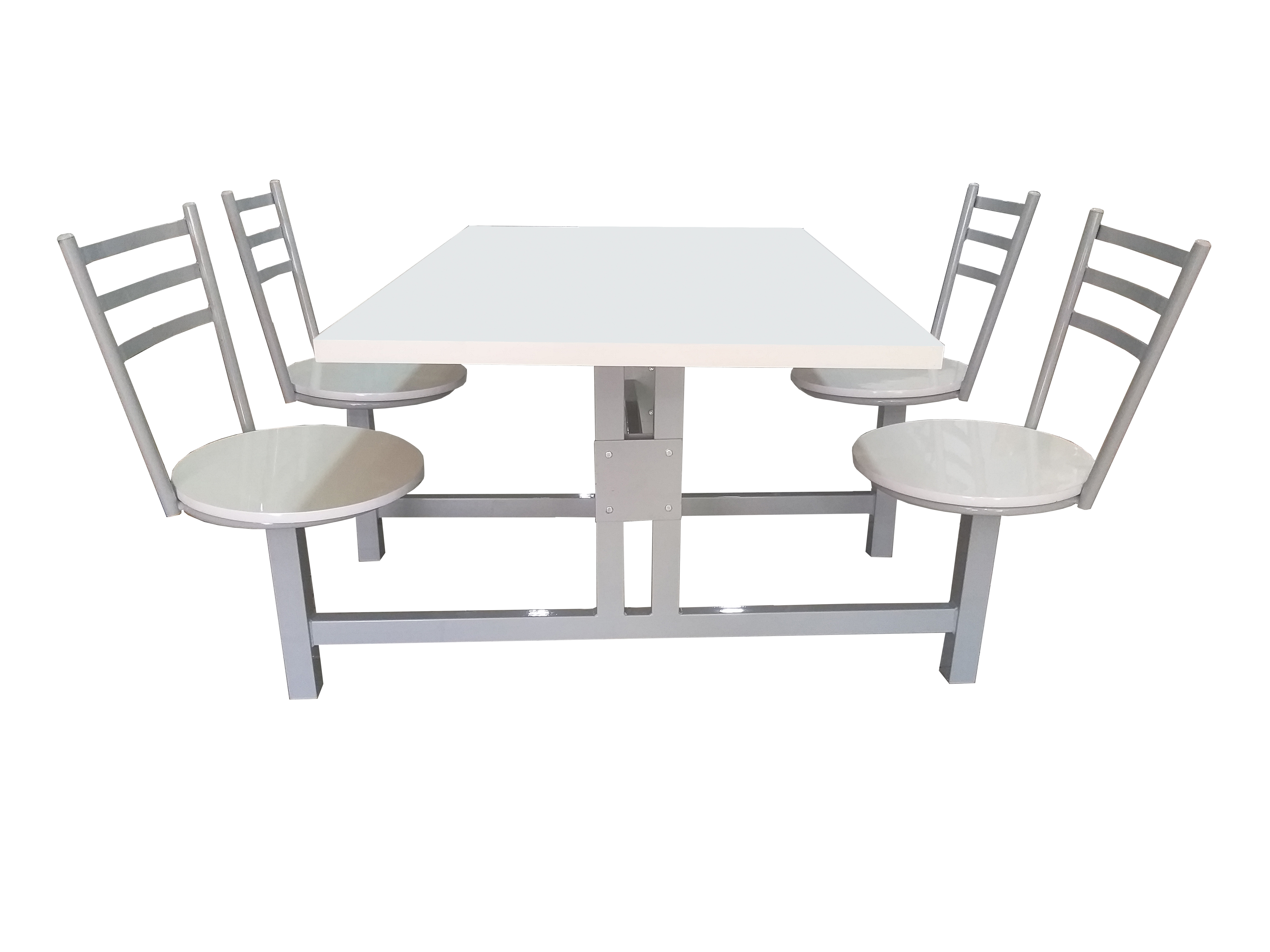 Mesa Refeitório Fast Food Conjugada 4 Lugares | Assento Giratório - Tampo MDP 18 MM