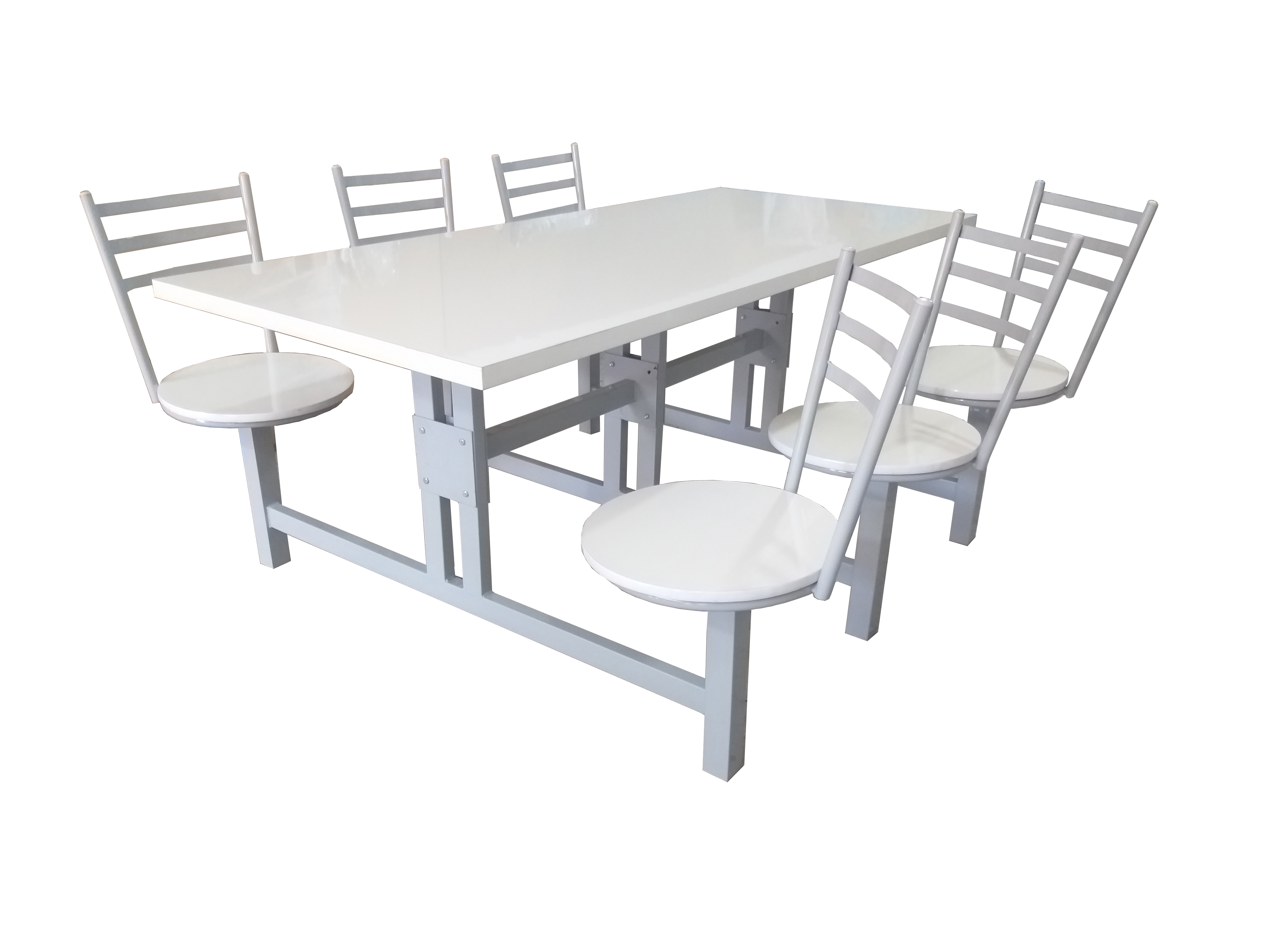 Mesa Refeitório Fast Food Conjugada 6 Lugares | Assento Giratório - Tampo MDP 18 MM