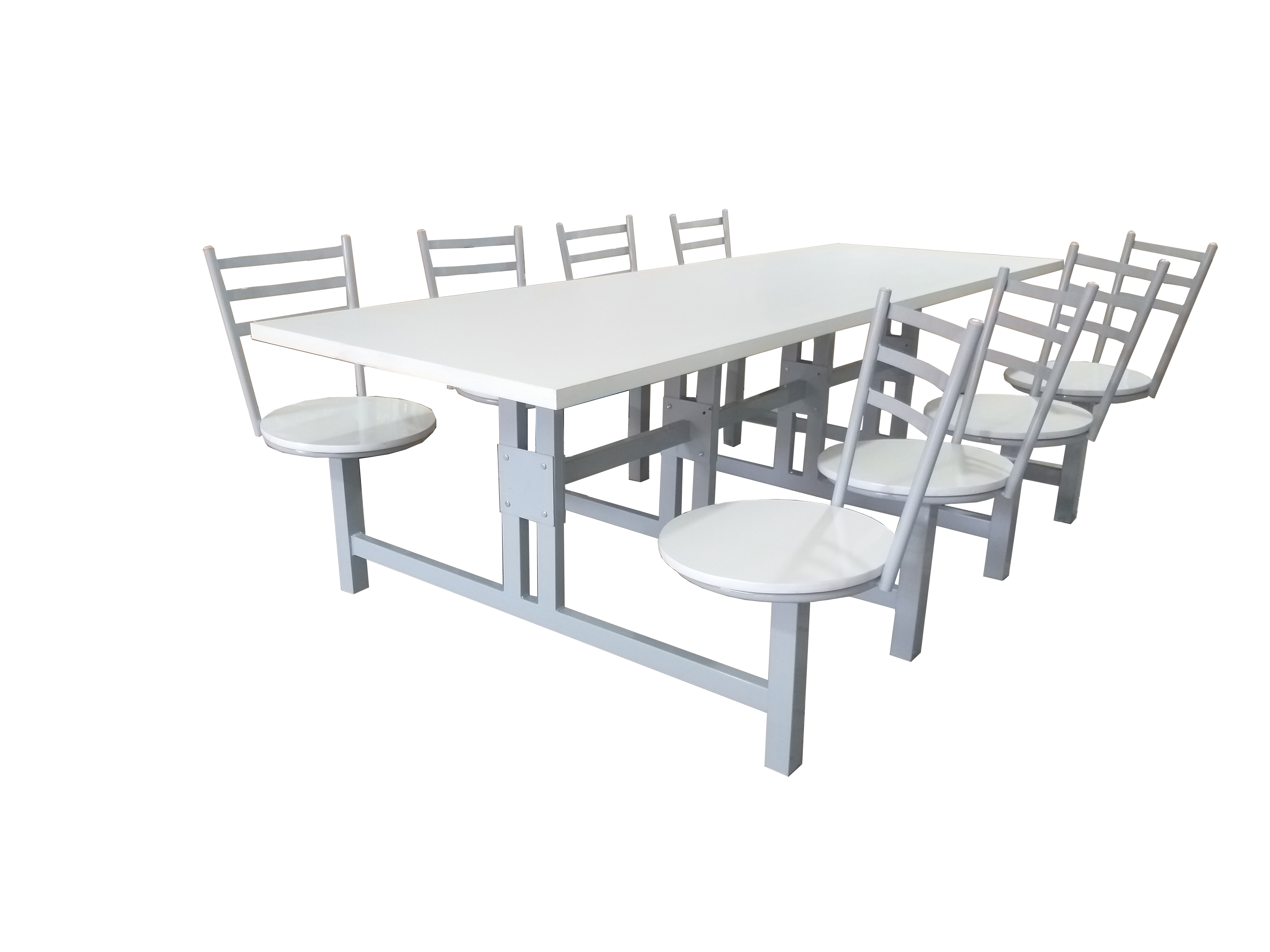 Mesa Refeitório Fast Food Conjugada 8 Lugares | Assento Giratório - Tampo MDP 18 MM