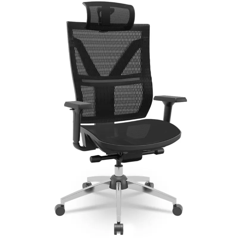 Cadeira Darix X+ Presidente - Assento Tela - Base CROMADA - Autocompensador - Preta
