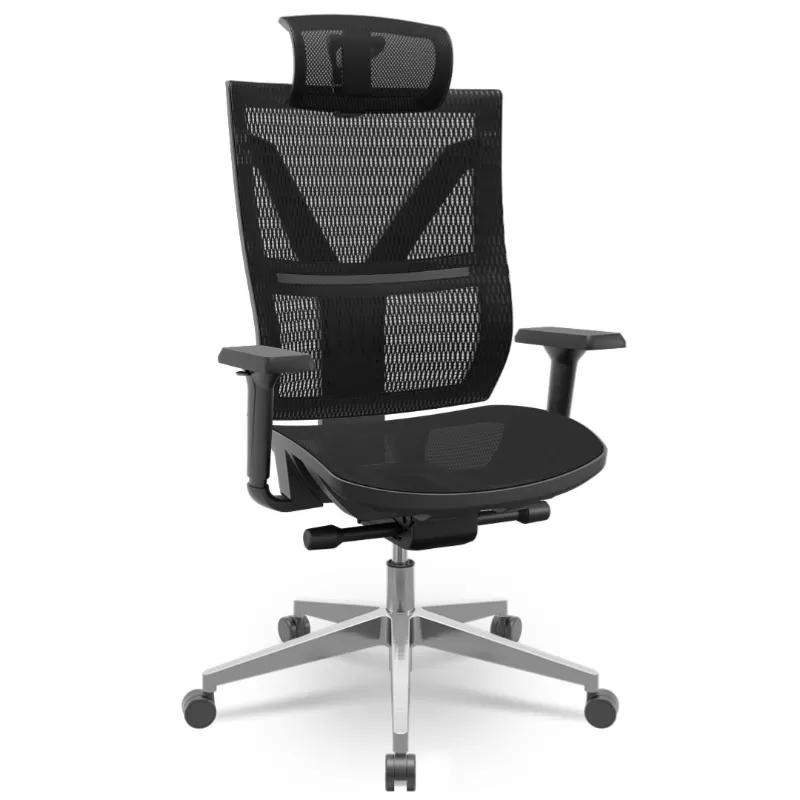 Cadeira Darix X+ Presidente - Assento Tela - Base ALUMÍNIO - Autocompensador - Preta Plaxmetal