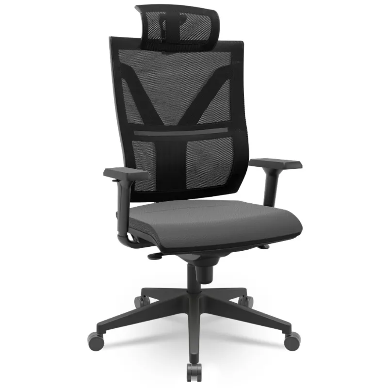 Cadeira Darix X+ Presidente - Assento Estofado - Base PIRAMIDAL - Syncron - Preta