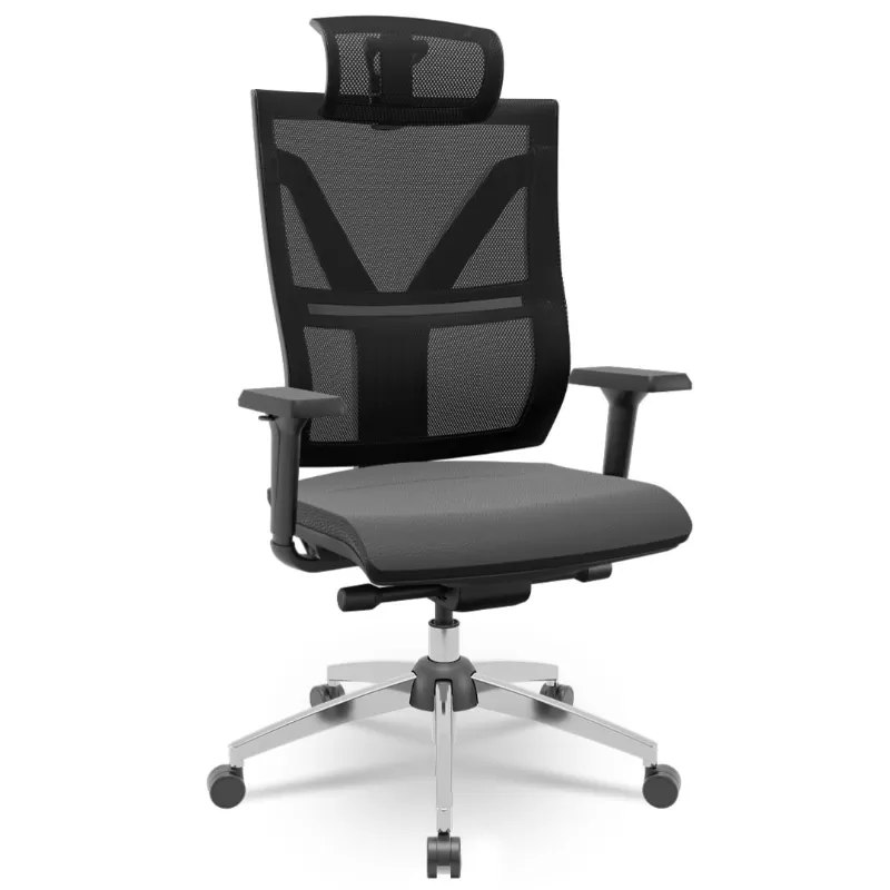 Cadeira Darix X+ Presidente - Assento Estofado - Base CROMADA - Autocompensador - Preta