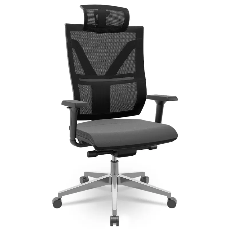 Cadeira Darix X+ Presidente - Assento Estofado - Base ALUMÍNIO - Autocompensador - Preta