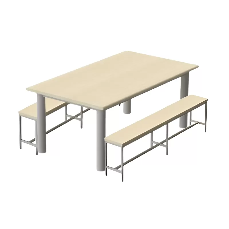 Conjunto Para Refeitório 4 Lugares - 1 Mesa + 2 Bancos