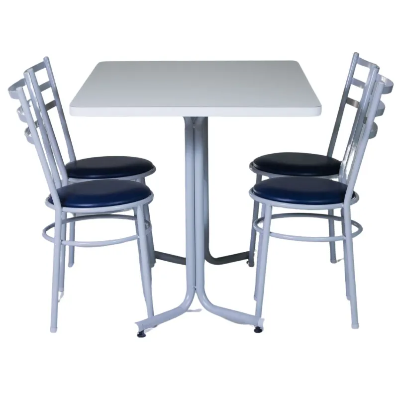 Conjunto Refeitório Industrial 4 Lugares - Mesa + 4 Cadeiras Estofadas