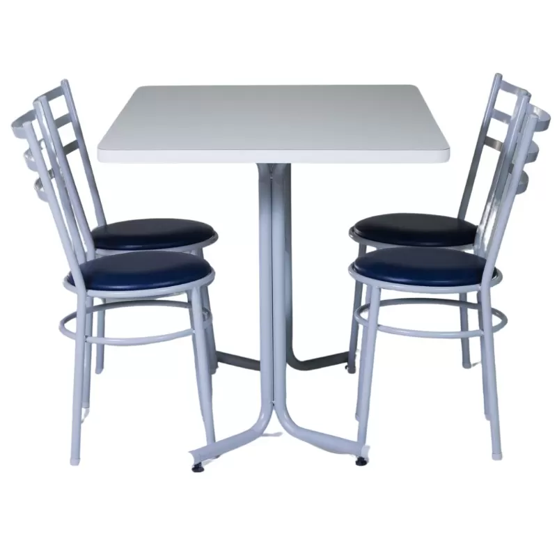 Conjunto Refeitório Industrial 4 Lugares - Mesa + 4 Cadeiras Estofadas