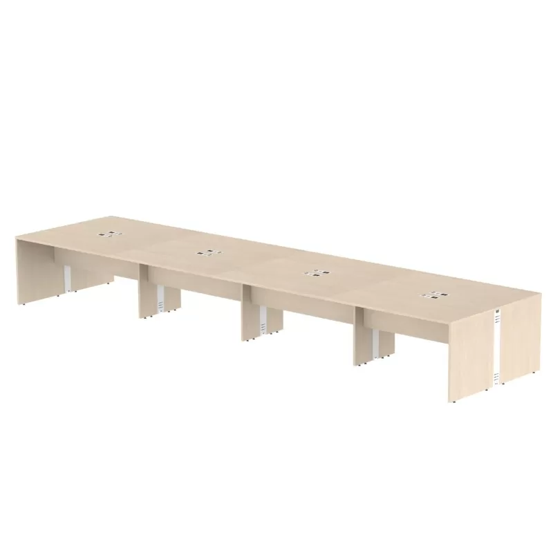 Plataforma De Trabalho 8 Lugares - Larg 4,40 M X Prof. 1,20 - Pés Painel - Tampo MDP 25 Mm C/ Régua De Tomada Embutida.