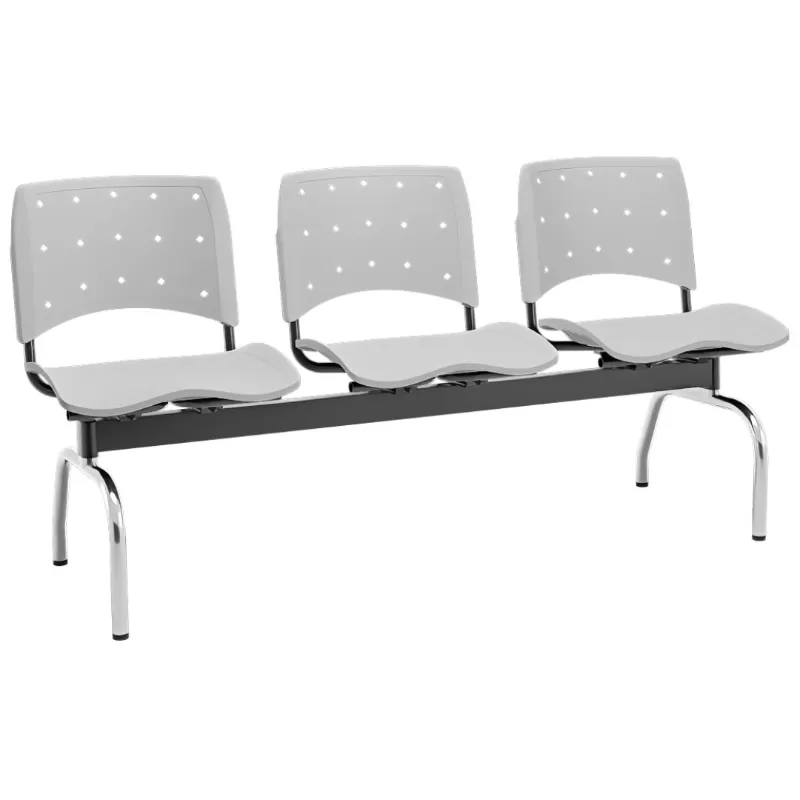 Longarina Polipropileno 3 Lugares Anatômica - Ergoplax Premium