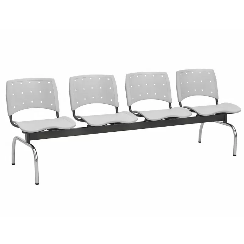 Longarina Polipropileno 4 Lugares Anatômica - Ergoplax Premium