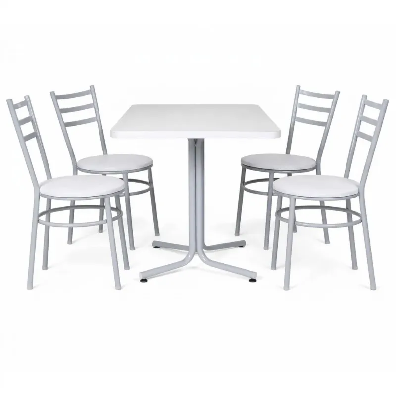 Mesa Refeitório Industrial 4 Lugares - Mesa Refeitório 1,20 X 0,75 + 4 Cadeiras Para Refeitório