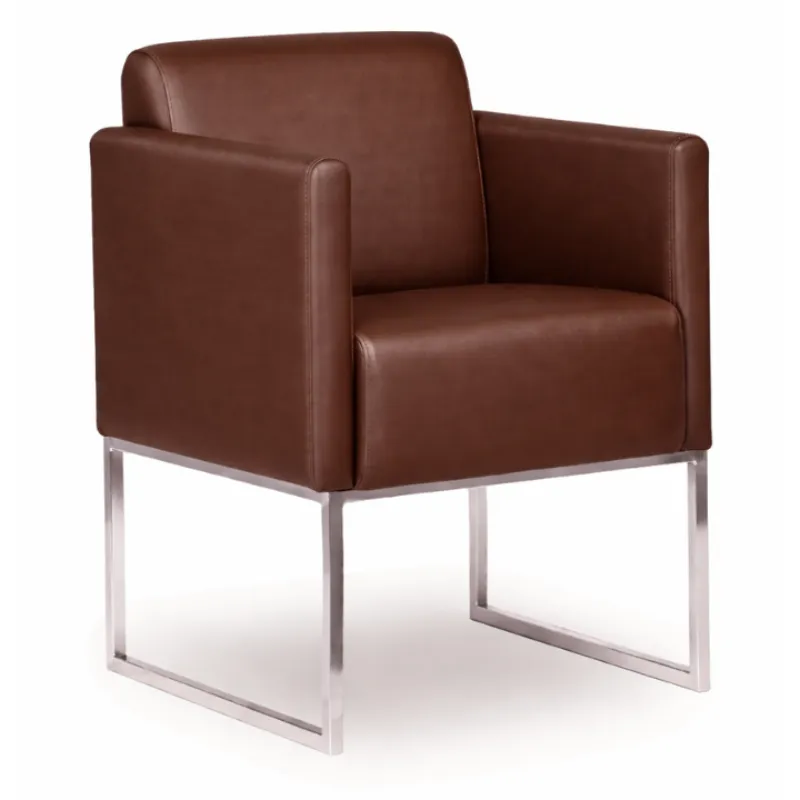 Poltrona Royale Recepção - Couro Ecológico - Marrom Café