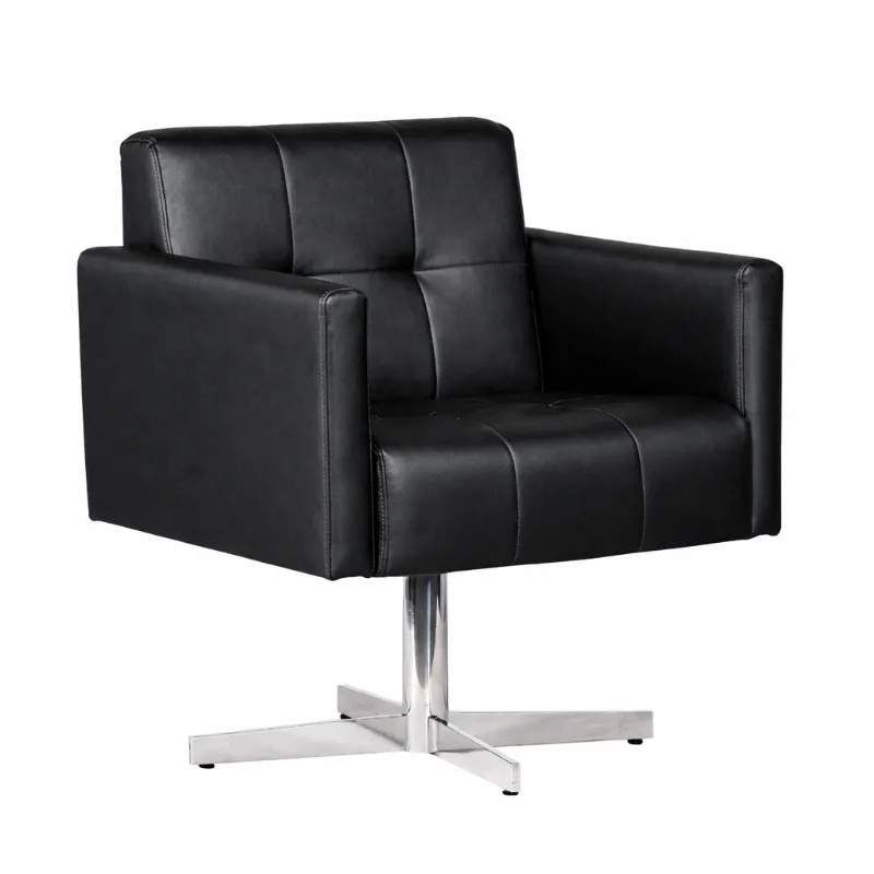 Poltrona Recepção - Milano Giratória - Couro Ecológico - Preto