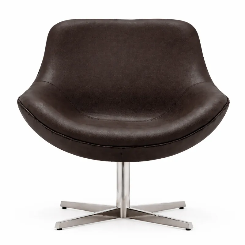 Poltrona Recepção - Imperiale Giratória - Courino Marrom Café