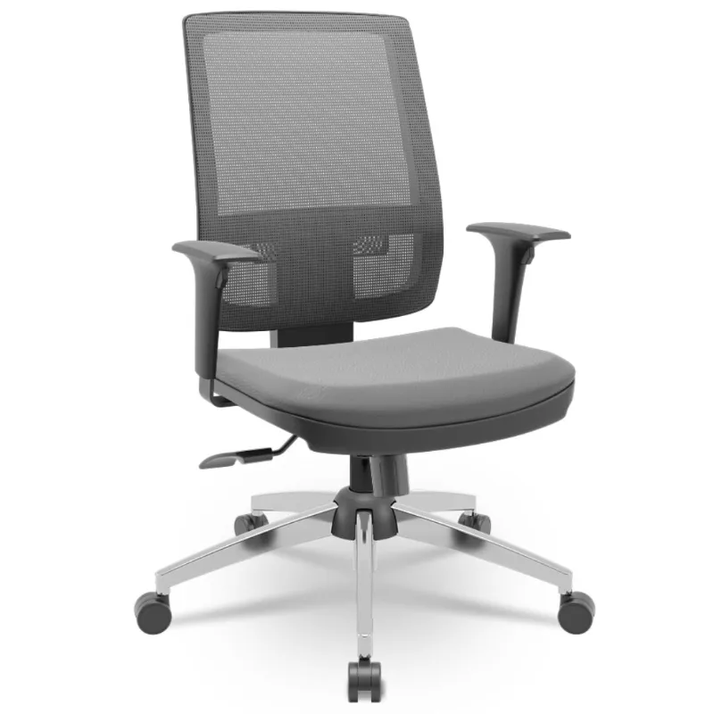 Cadeira Corporativa Brizza Diretor Cinza - RelaxPlax - Cromada - Braço Regulável - Até 140 Kg