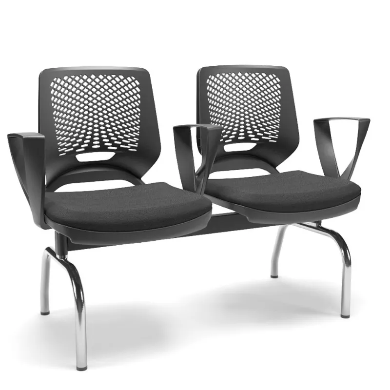 Longarina Beezi 2 Lugares - Assento Estofado | Com Braço Delta - Recepção - Sala De Espera