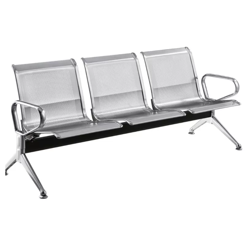 Longarina Aeroporto Aço Inox - 3 Lugares