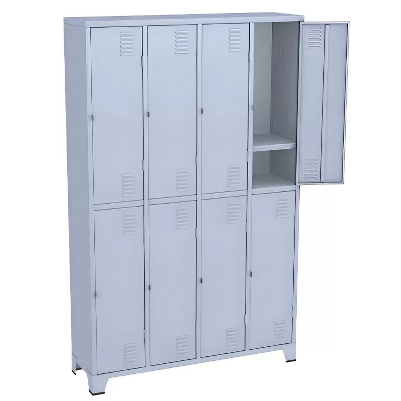 Roupeiro De Aço 08 Portas Chapa 26 Pitão P/ Cadeado - 1,98 X 1,22 X 0,40 - GRP-08 Com Divisão Interna NR 24