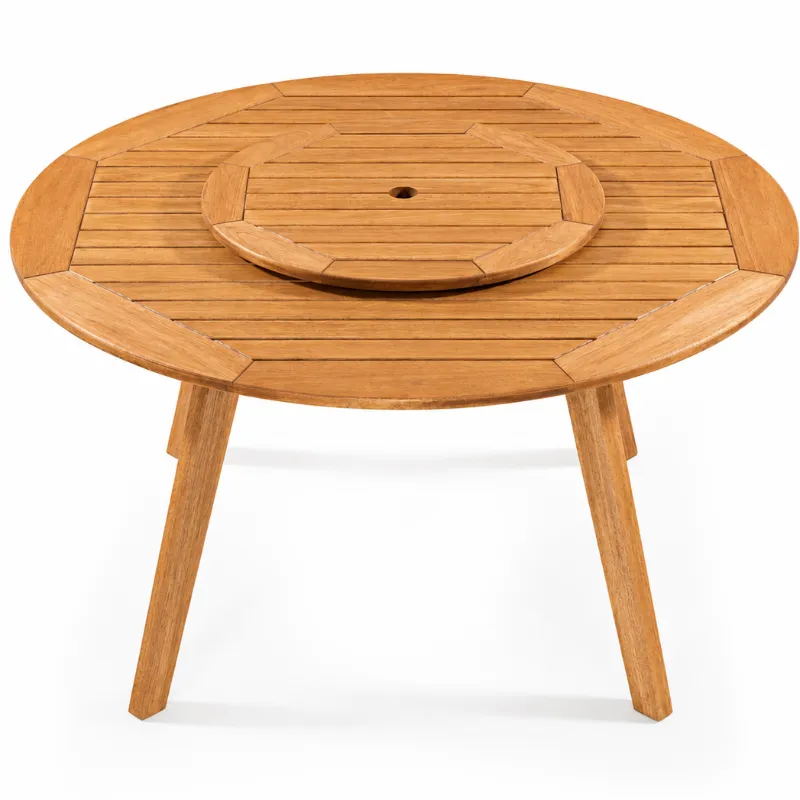 Mesa Tambaú Madeira Redonda Tampo Giratório Ø 140 Cm - Stain Jatobá