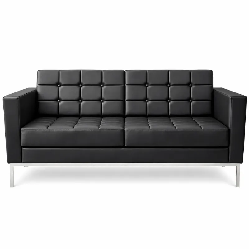 Sofá Para Recepção Milano 2 Lugares - Couro Ecológico - Diversas Cores