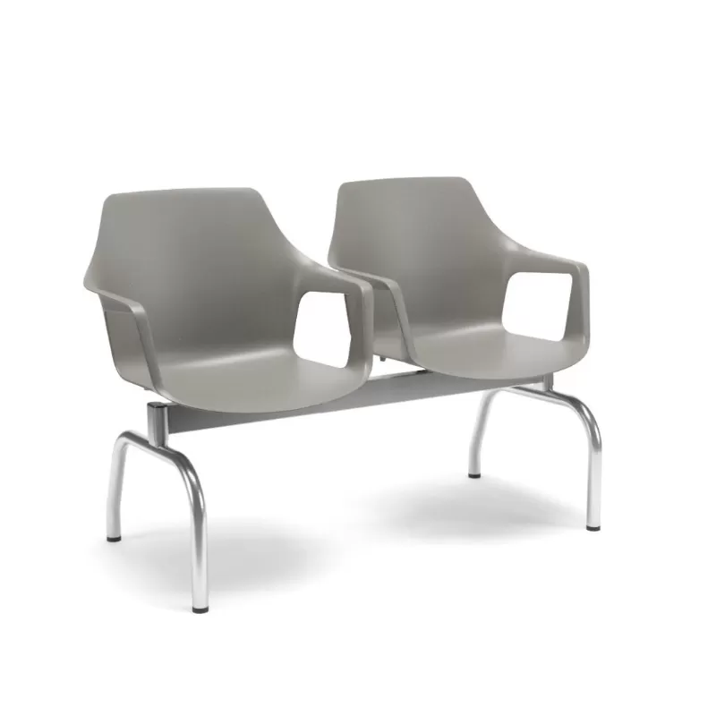 Longarina Polipropileno Vesper 2 Lugares - Pés Metal Cromado