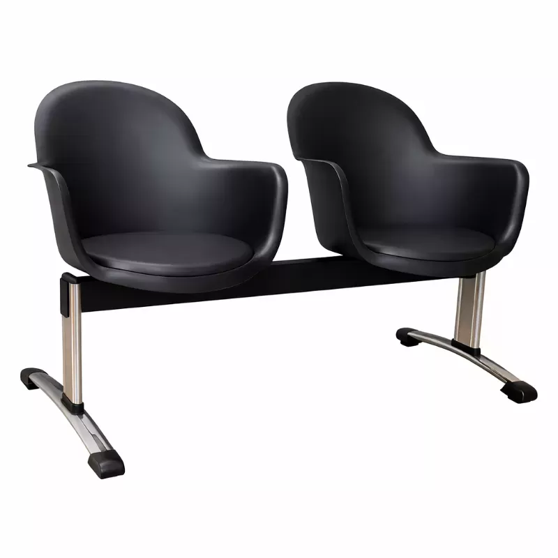 Longarina Boston Gogo 2 Lugares Com Braço - Pés Cromados