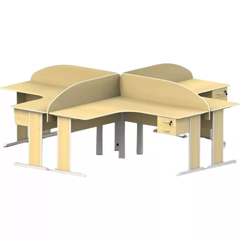 Estação De Trabalho 4 Lugares - Escritório - 2,40 X 2,80 - Uno 15mm